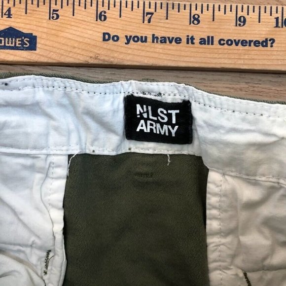 Nlst Army Drop Crotch Pants Green Womens Size 26 High Rise Crop Cargo Pockets - Picture 6 of 9